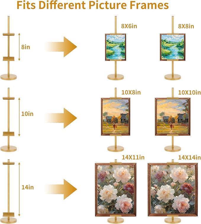 Photo Frame Tabletop Easel Stand-Heavy Duty Tabletop Display Easel, French Style Gold Easel Stand,Picture Frame Stand for Wedding/Art/Photos,Picture Easels (Gold, 18inch)