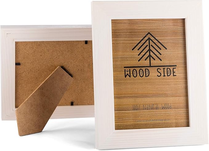 Rustic Wooden Picture Frame 4x6 Inch - 100% Natural Eco Distressed Wood and Real Glass - Made for Wall and Table Top Display - White