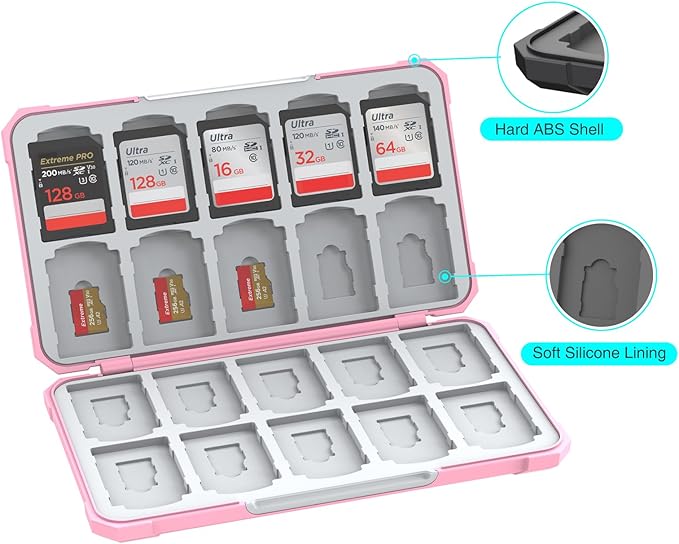 THELIFELICIOUS SD Card Holder Memory Card Case for SD/TF Cards, Memory Storage Organizer for 20 SDXC SDHC and 20 TF Cards