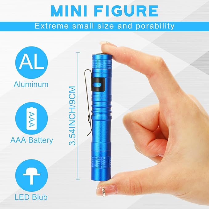 Hortsun 20 Pcs Mini Pen Light Flashlights Christmas Gifts for Men Pocket Flashlights Pen with Clip Small LED Handheld Slim Torches Without Battery(3.54 Inch,Black, Brown, Green, Red, Blue)