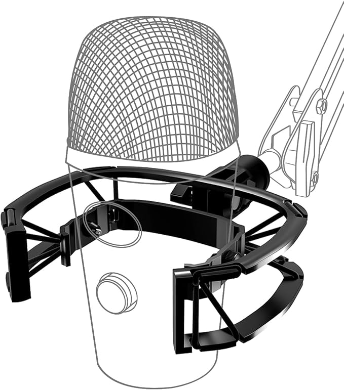 Custom Built for Blue Nano Microphone Shock Mount with Pop Filter, Anti-Vibration Suspension Elastic Shock Mount Holder Clip Mic Mount Stand with 3/8" or 1/4" Screw Adapter Compatible with Nano