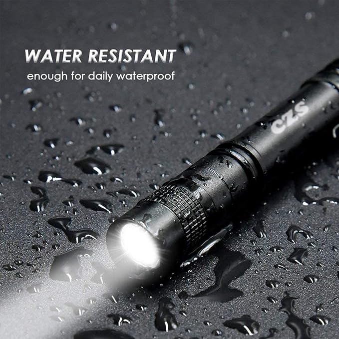 CZS LED Flashlight Penlight 1000 Lumens Battery-Powered Handheld Pen Light Pocket Torch Powered by 2AAA Battery,5 PCS (Battery Not Included)