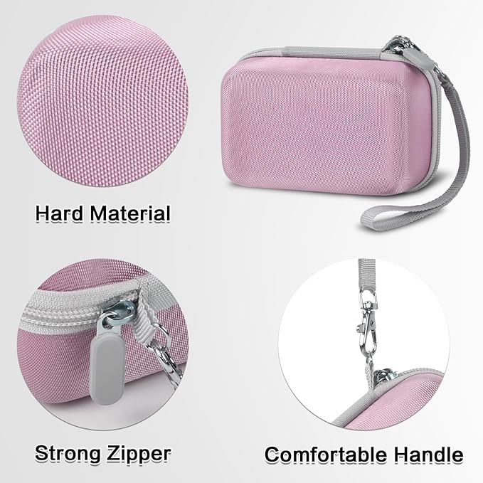Digital Camera Carrying Case Compatible with Canon PowerShot G7 X Mark II/ G7X Mark III Digital 4K Vlogging Camera/for CAMKORY/for Lecran and More, Compact Small Camera Storage Bag for Kids (Pink)