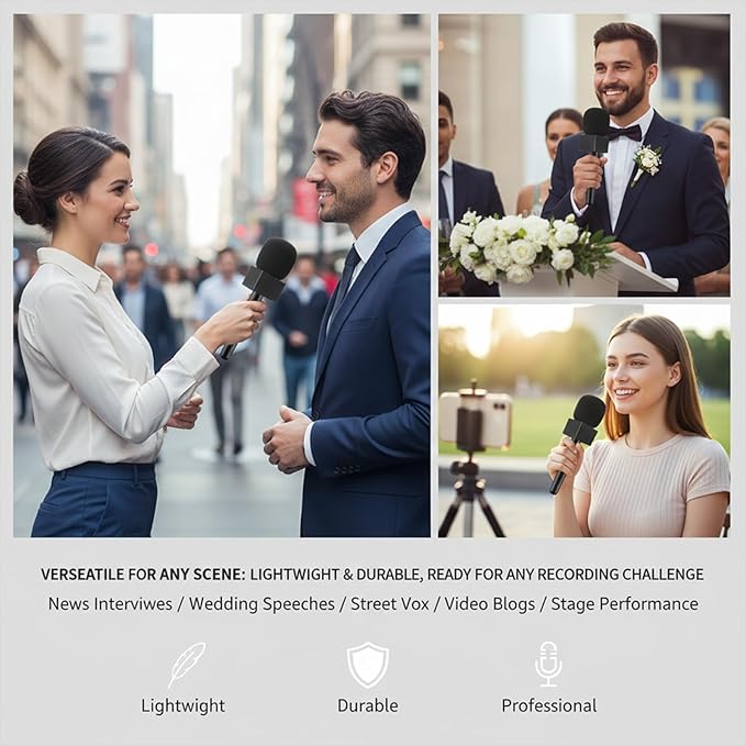 Wireless Microphone Handheld Adapter with Mic Flag & Windshield - Interview Handle Stick Mount for DJI Mic 3/2/Mini/Pocket 3, Rode Wireless GO II, Hollyland Lark - Pro Lavalier Mic Stand Holder