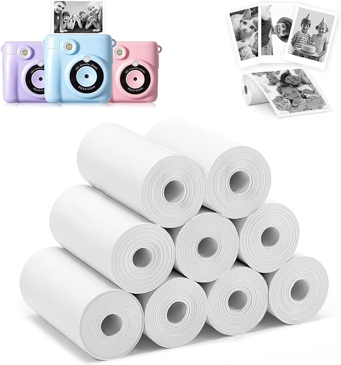 9 Rolls Instant Print Camera for Kids Refill Print Paper - Thermal Print Paper Rolls Photo Print HD Printing for Most Kids Instant Camera - Paper Only