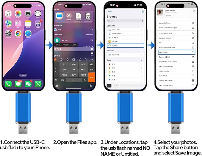 2-Pack 16GB USB C Flash Drive Dual Flash Drive Type C + USB A Memory Stick Jump Drive 2-in-1 Thumb Drive for Storage and Backup (16GB*2 Black&Blue)