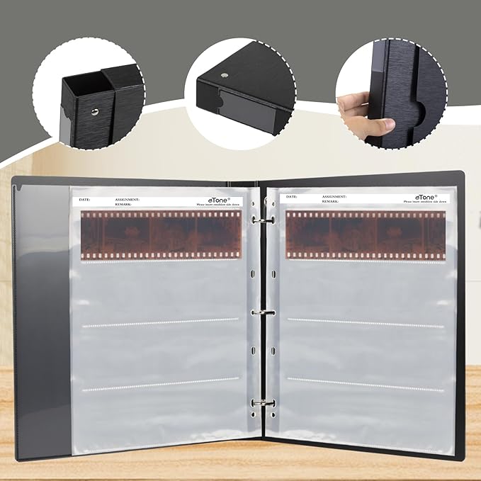 eTone Archival Storage Sheets 120 Negative Page Preservers Sleeves with Film Album Ring Binder(50x120)