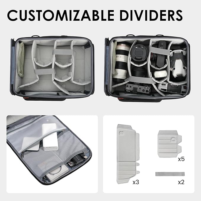 TARION Medium Camera Insert Bag - Quick Access DSLR Inner Case Organizer - Fits 2 Cameras 7 Lenses Drone Gear - Full Opening Back Design Protective Insert ShellCore M