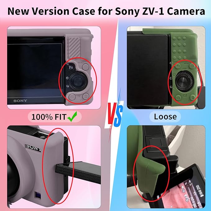 Camera Case for Sony ZV-1, ZV1 Case Silicone Cover Camera Sleeve Body Skin Protective Case with Removable Lens Cap for Sony ZV1 Digital Camera,Grey