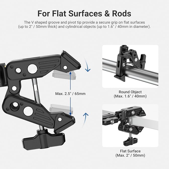 NEEWER Basics Magic Arm Desk Mount, 22" Overhead Mic Stand Boom Arm Desktop Phone Holder with 1/4" 3/8" Threads for ARRI, for DSLR Action Camera Webcam Microphone LED Light for Video Recording, UA061