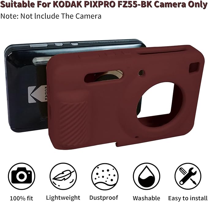 Easy Hood Camera Case for Kodak PIXPRO FZ55, Soft Silicone Cover Anti-Scratch Slim Fit FZ55 DSLR Camera Sleeve Body Skin Travel Protective Case, Burgundy Red