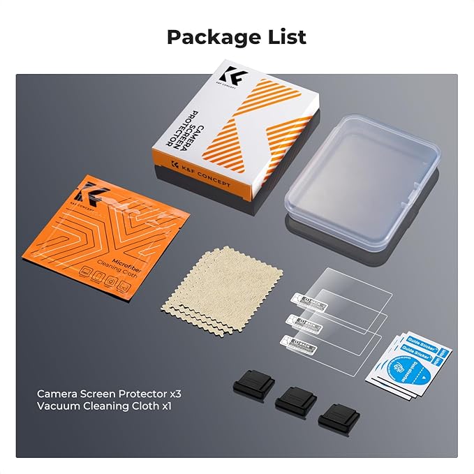 K&F CONCEPT 3 Pack Camera Screen Protector Compatible with Sony A7M5 A7R5, 0.3mm 9H Hardness Tempered Glass Cover Anti-Scratch Bubble-Free & Hot Shoe Cover