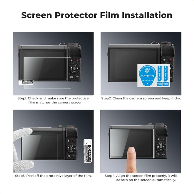 K&F CONCEPT 3 Pack Camera Screen Protector Compatible with Canon G7X III, 0.3mm 9H Hardness Tempered Glass Cover Anti-Scratch Bubble-Free