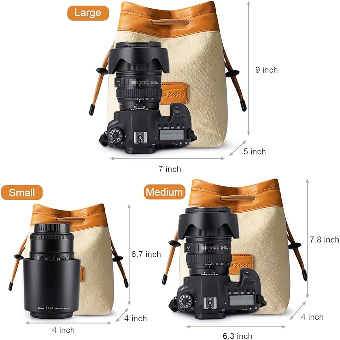 S-ZONE Soft Camera Bag DSLR Insert Handbag Drawstring Lens Case Compatible with Canon Nikon Sony