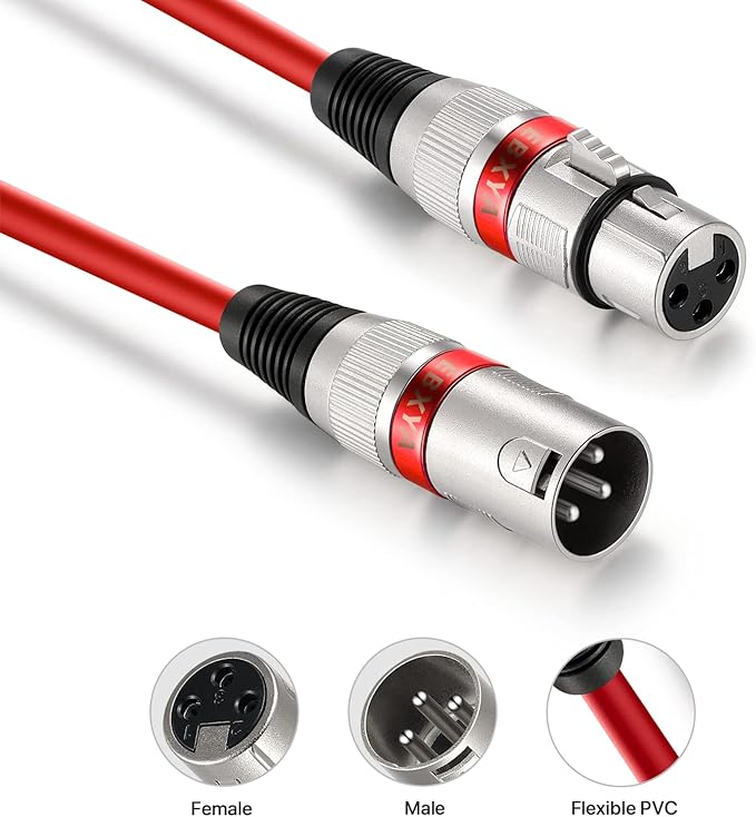 EBXYA XLR Cables 50 ft 2 Pack - Balanced DMX Mic Cables Male to Female, Suitable for Microphones, Radio Station, Stage Lighting