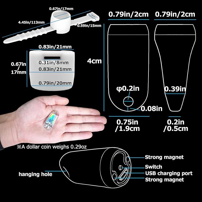 USB Mini LED Lantern, 2 Pack Waterproof EDC Keychain LED Flashlight for Camping, Type-C Rechargeable Battery Small Stick Lamp Puck Dog Collar Torch Light (Blue+Red)