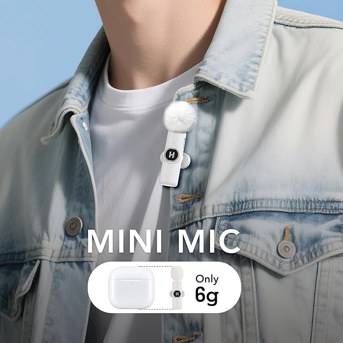 Mini Wireless Lavalier Microphone for iPhone, iPad, Android Phone - 2in1 Microfono Lapel Bluetooth Mic for Recording, Clip on Omni Lav Mic for Video Recording, Tiktok, YouTube, Vlog