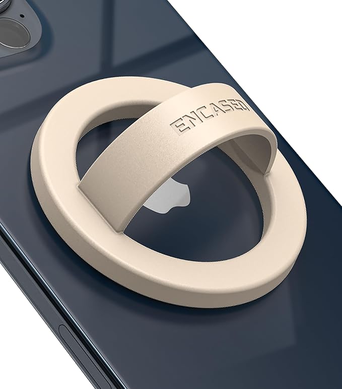 Encased Magnetic Phone Grip Holder (Compatible with MagSafe) Thin Silicone Finger Loop Ring for iPhone (Ivory)