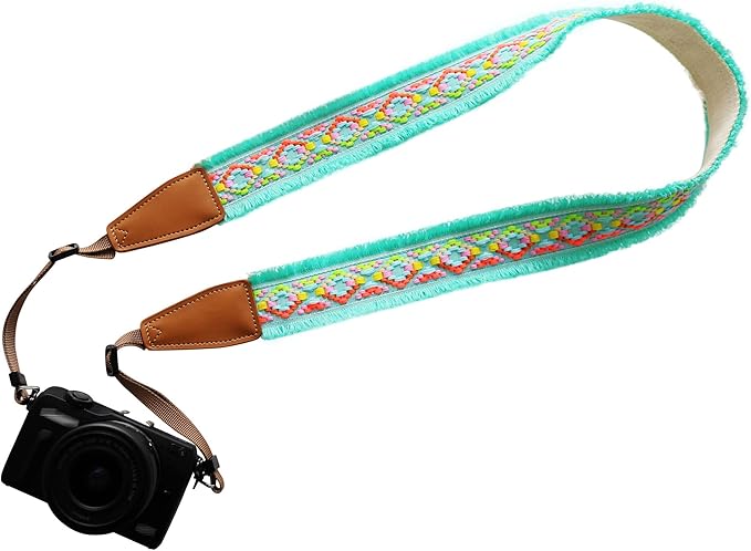Original Design Personalized Adjustable Camera Strap Mint Green Tassel, Fit for Canon Nikon Sony Olympus Interchangeable Lens Digital Camera/DSLR etc.