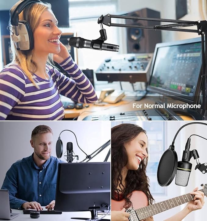 Upgrade Mic Wall Mount,Microphone Boom Arm Wall Stand Holder for Logitech Blue Yeti,Razer,HyperX,Shure,Rode Mic Broadcasting, Voice-Over Sound,Streaming and Recording-booth