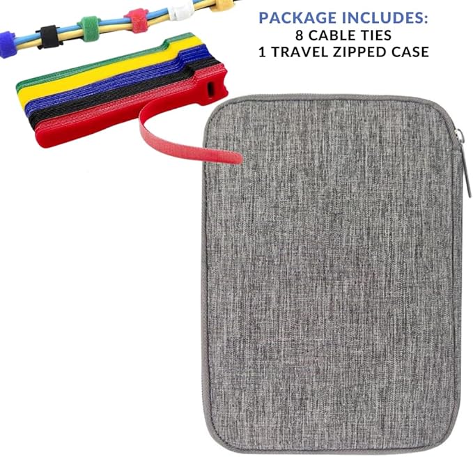 Travel Case Carry Pouch Electronic Accessories Organizer Portable Waterproof Double Layers All-in-One Storage Bag for Power Bank USB Cable Mouse Cords Charger Phone Earphone Flash Drive Grey