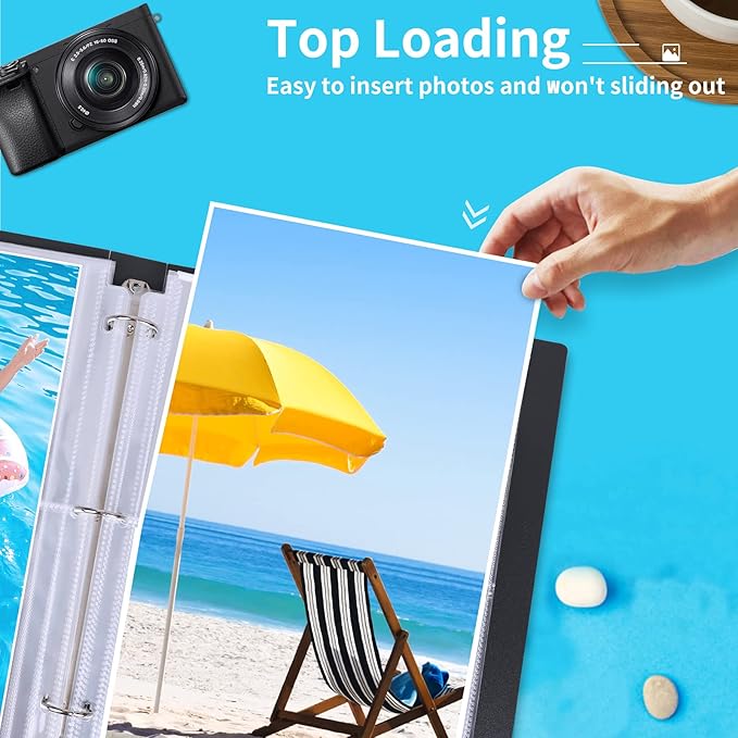 Fabmaker 30 Pack Photo Sleeves for 3 Ring Binder - (8x10, for 60 Photos), Archival Page Protectors, Clear Plastic Album Refill Pages, Postcard Sleeves, Acid-Free