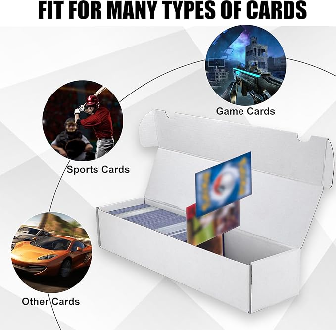 Trading Card Storage Box, 15-Pack 1100 Count White Corrugated Cardboard Bulk Sports Storage Box for TCG/Magic/Mtg Basketball Cards, Collectible Trading Cards