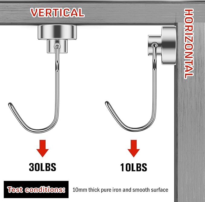FINDMAG Magnetic Hooks, 30lbs+ Magnetic Hooks Cruise Ship Essentials 2026 Strong Magnet Hooks Heavy Duty, Swivel Swing Hooks for Fridge, Kitchen, Classroom, Garage, Grill (20 Pack, Silver)