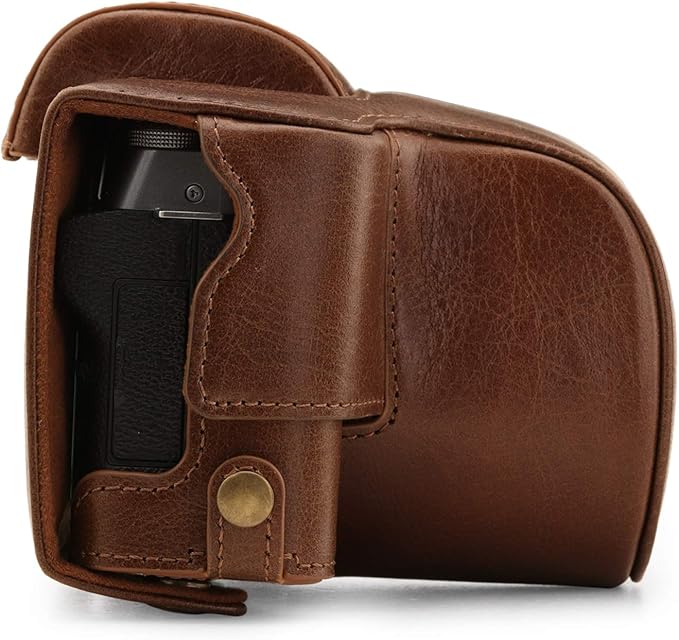 MegaGear MG1884 Ever Ready Genuine Leather Camera Case Compatible with Fujifilm X-T200 (XC15-45mm) - Brown