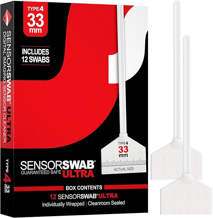 Photographic Solutions Sensor Swab Ultra 33mm Type-4 Digital Imaging Sensor Cleaner Swabs for Cleaning Medium Format Mirrored or Mirrorless Cameras. Sensor Dust & Oil Remover (Pack of 12)