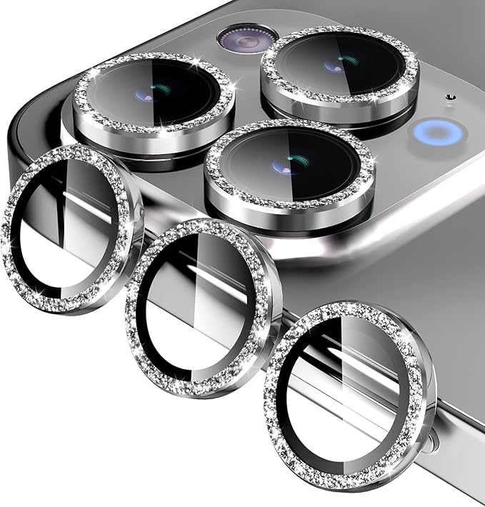 Jeluse Camera Lens Protector for iPhone 17 Pro Max/17 Pro/16 Pro Max/16 Pro/15 Pro Max/15 Pro/14 Pro Max/14 Pro, 9H Tempered Glass Screen Protector Cover Alignment Kit Metal Individual Ring