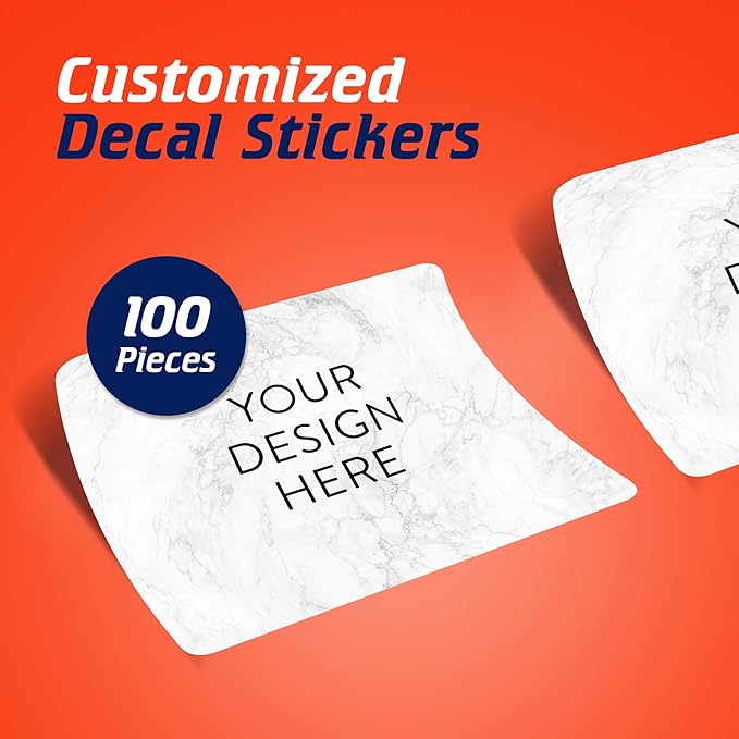 100 Custom Vinyl Stickers - Upload Your own Image, Text, Design, Logo - Personalized Logo Labels for Handmade, Packaging, Bottle, Jars, Candle, Brand Stickers (Silver Marble, 6x4)