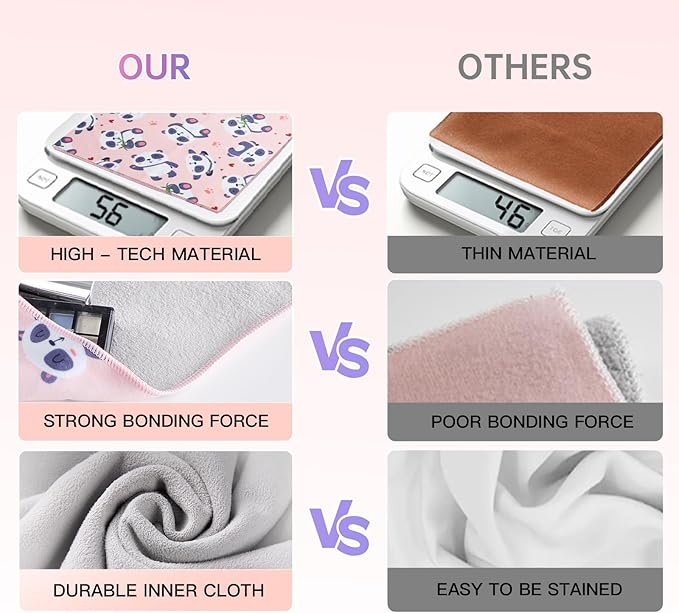 17.7X17.7 Inch Camera Protective Wrap, Lens Protector Wrapper, Pink Panda Pattern Magic Self-Adhesive Cloth for Camera/Lens/Phone/DSLR/Laptop/Accessories, Anti Scratch Equipment Wrap Storage Pouch