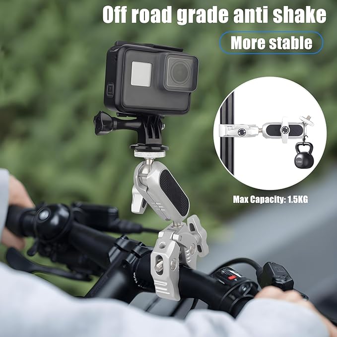 Super Clamp Mount with Dual 360° Ballhead Magic Arm with Phone Holder,1/4"-20 Screw Compatible with Mirrorless Camera,GoPro Hero,DJI OSMO Action,Insta360 X4/X3, Smartphone and More