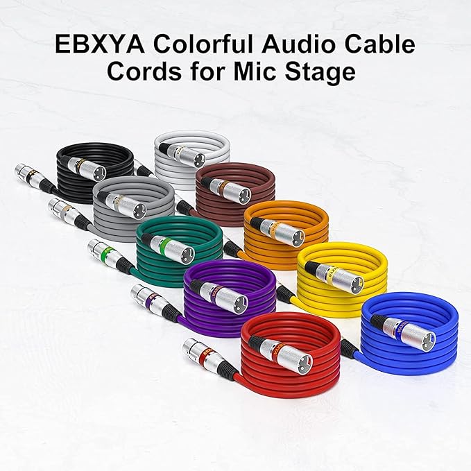 EBXYA XLR Cable 25 ft 10 Pack 3 Pins Balanced XLR Microphone Cable Male to Female Suitable for Audio Mixer, Speaker Systems, Radio Station