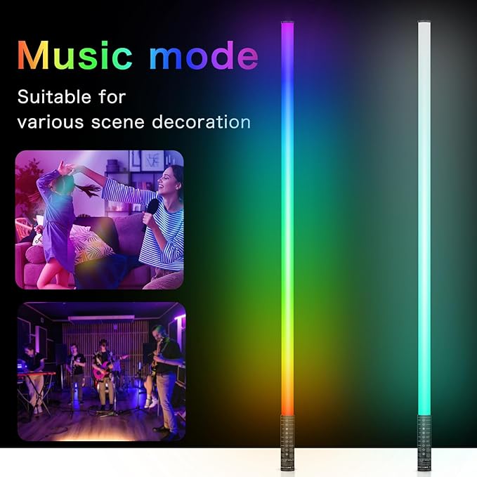 4 Pack RGB Tube Light with Tripod, Battery Powered 18W 4ft LED Video Light, Portable Handheld Color Neon Lights Bar for Photography Studio DJ Dance Photo Booth Lighting Party Lights Stick