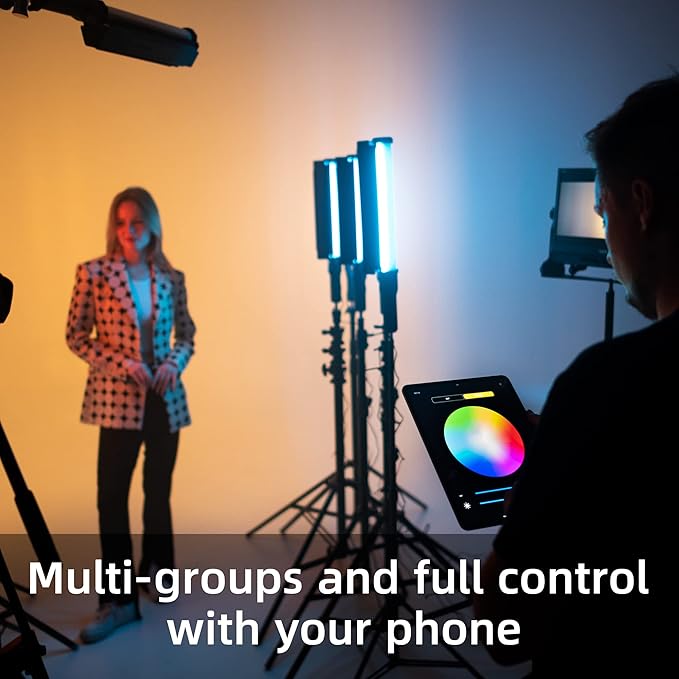 VILTROX 2770lux/0.7M RGB LED Light Stick, 22 Inch Double-Sided Handheld LED Light Wand with Barn Door, Smartphone Remote 2800K-6800K, HSL COL RGB Full Color, 26 Customizable Effects (H18)