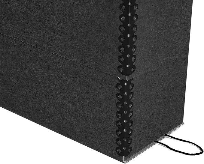 Lineco Archival Document Storage Box with Metal Edge, Acid-Free Black Boxboard, Organize and Store Files, Prints, Photos, Letter-Sized Case 12.5" x 10.5" x 5" Wide, Pack of 2