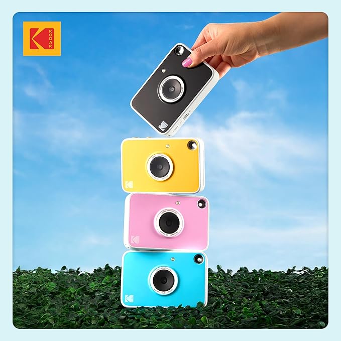 Kodak Printomatic+ Instant Print Digital Camera (Blue) 10MP Portable Camera with Interactive RGB LED Status Indicator, Prints Full-Color Photos on Zink 2x3” Sticky-Backed Photo Paper - Easy & Fun