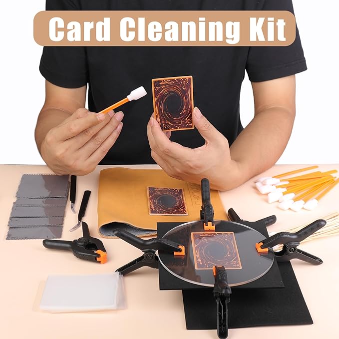 238 Pcs Card Cleaning Kit, Trading Card Cleaning Kit & Sports Card Flattening Kit, Card Care and Repair Tool Accessories for Card Collector with User Manual