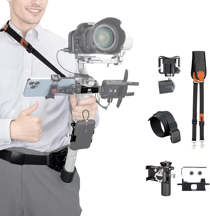Handheld Gimbal Stabilizer Accessories Load Relief Kit with Adjustable Shoulder Strap, Belt, Gimbal Cradle Support, Extension Rod. Hold Gimbal Easier and Longer. Fits DJI RS 4 mini/RS 3 mini