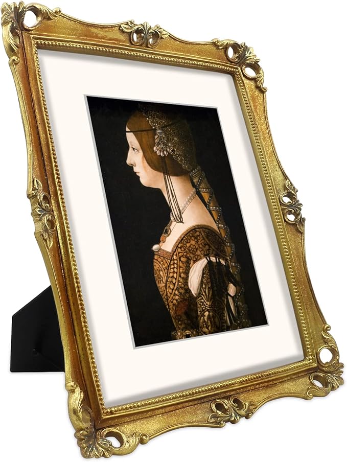 SIMON'S SHOP Gold Picture Frames 11x14 with Mat for 8x10 Artwork, Vintage 11x14 Frame Matted 8x10 Photo, Antique Gallery Wall and Tabletop Poster Frame