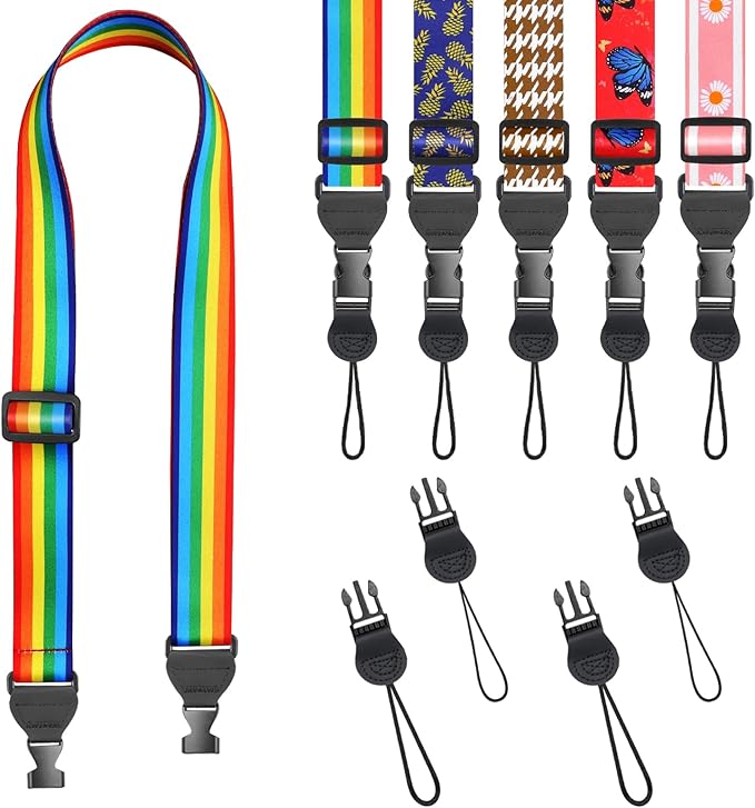 Rainbow Stripe Shoulder Strap, Adjustable Camera Strap with 2 Sets of Quick-Release Buckles, Comfortable Neck Strap for iPad, Tablet, Camera, Laptop, Binocular, Luggage Bag
