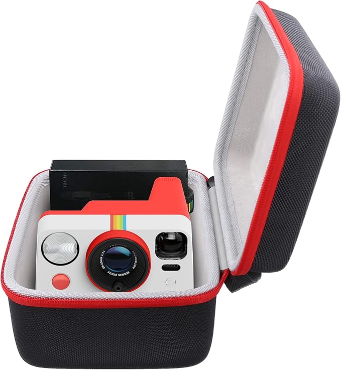 khanka Hard Carrying Case for Polaroid Now 3rd Gen I-Type,Now+ 3rd,Now 2nd,Now+ 2nd Gen,Flip,Originals Now I-Type,Originals Now+,I-2,OneStep+,OneStep 2 Instant Film Camera(Red Zipper)