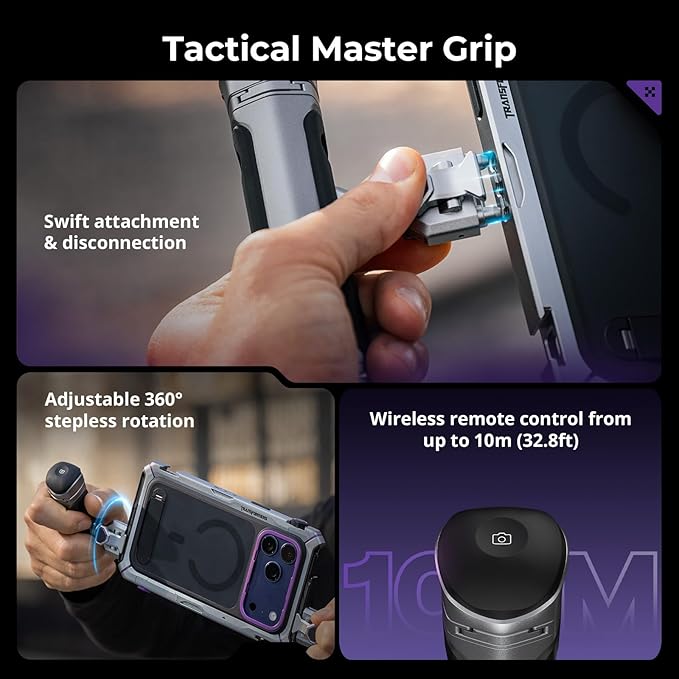 SmallRig Megatron Edition Dual Handheld Video Cage Kit for iPhone 17 Pro, Wireless Control Handle, Quick Release, Filmmaking & Live Streaming Kit with Case, Rotatable Handles, Lens Backplate-5585