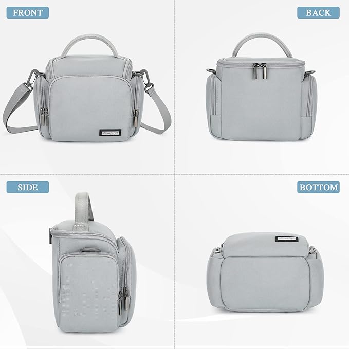 G-raphy Camera Bag Case DSLR SLR Crossbody Sling Photography Bags for Nikon Canon Sony DSLR SLR Mirrorless with Removal Straps(Parma Grey)