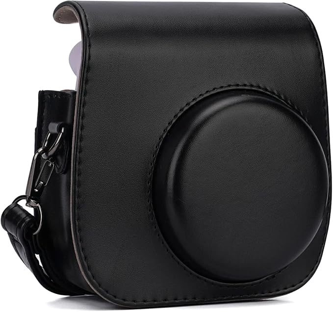 Frankmate Instant Camera Case Compatible with Fujifilm Instax Mini 12 11/9/8/8+ PU Leather Bag with Pocket and Adjustable Shoulder Strap Mini Photo Album (Black)