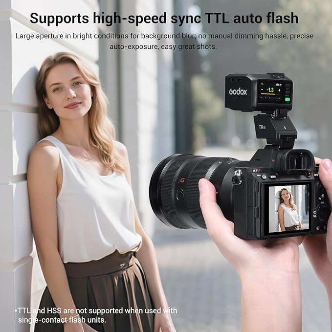 Godox TR-S TTL Camera Flash Hot Shoe Riser for Sony, Compatible with Godox iT30Pro iT20 iT22 IM20 IM22 IM30, 0-90° Tilting Head for Soft Bounce Light and Direct Flash