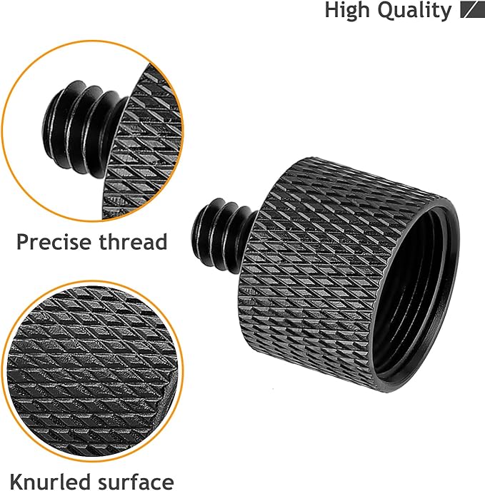 5/8 to 1/4 Adapter, Mic Thread Adapter 5/8" Female to 1/4" Male for Mic Stand, Camera Monitor, Tripod, Microphone Holder 2 Pack