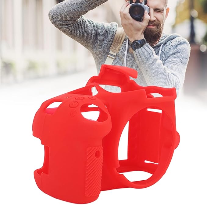 Cuifati Silicone Camera Case for D3100, Rubber Housing Protective Cover Anti Shock Anti Slip DSLR Skin Cover, Full Body Detachable Cage (Red)